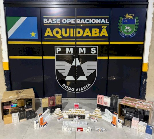 PMR apreendeu medicamentos e mercadorias avaliadas em maís de duzentos mil reais e prendeu homem por contrabando e descaminho na MS -164
