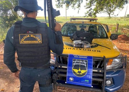 Durante abordagem a ônibus em Anaurilândia, PMR realiza apreensão de haxixe