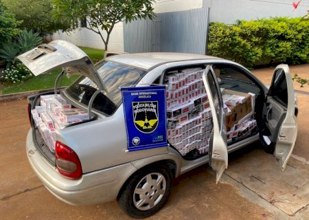 Angélica - PMR apreende cerca de 1400 pacotes de cigarros contrabandeados após fuga na MS -145