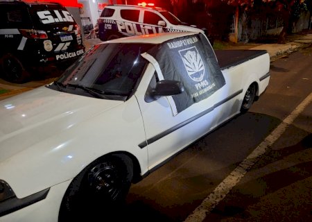 Equipamento de som é apreendido pela Polícia Militar após denúncia de perturbação do sossego, em Nova Andradina