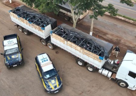Polícia Rodoviária Federal apreende 320 pneus na BR-163