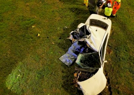 Acidente na rotatória da BR-163 mata motorista de Ford Fusion em Dourados
